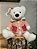 URSO BRANCO SENTADO VERMELHO E BRANCO 24CM - Imagem 1