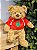 URSO BEGE SENTADO COM MOLETON VERMELHO 30CM - Imagem 1