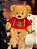 URSO BEGE SENTADO COM MOLETON VERMELHO 30CM - PRÉ VENDA 2025 - Imagem 1