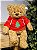 URSO BEGE SENTADO COM MOLETON VERMELHO 40CM - Imagem 1