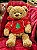 URSO BEGE SENTADO COM MOLETON VERMELHO 40CM - Imagem 2