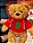 URSO BEGE SENTADO COM MOLETON VERMELHO 40CM - PRÉ VENDA 2025 - Imagem 2