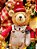BONECO URSO MENINO EM PÉ VERMELHO E BEGE 47CM - PRÉ VENDA 2025 - Imagem 2