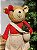 BONECO URSO MENINA EM PÉ VERMELHO E BEGE 47CM - Imagem 4