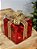 PRESENTE DECORATIVO DE VIDRO VERMELHO E DOURADO 26CM - Imagem 2