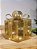 PRESENTE DECORATIVO DE VIDRO DOURADO E CHAMPANHE 22CM - Imagem 1