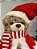 URSO NATALINO SENTADO VERMELHO COM CACHECOL E TOUCA 35CM - Imagem 3