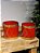 TAMBOR EM METAL DECORADO VERMELHO E DOURADO COM 2 UNIDADES - Imagem 1