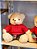 URSO MENINO SENTADO COM SUETER VERMELHO  20CM - PRÉ VENDA 2025 - Imagem 1