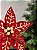 FLOR POINSETIA DECORATIVA VERMELHO E DOURADO 25CM - Imagem 4