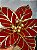 FLOR POINSETIA DECORATIVA VERMELHO E DOURADO 19CM - Imagem 3