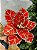 FLOR POINSETIA DECORATIVA VERMELHO E DOURADO 20CM - Imagem 2