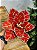FLOR POINSETIA DECORATIVA VERMELHO E DOURADO 20CM - Imagem 1