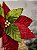 FLOR POINSETIA DECORATIVA VERMELHO E VERDE 20CM - Imagem 5