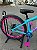 BICICLETA MTB FREERIDE ARO (26) VIKINGX TUFF-38 KIT SINGLE S/MARCHA FREIO DISC HIDRÁULICO SHIMANO COR AZUL/ROSA - Imagem 7