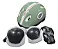 KIT INFANTIL CAPACETE/JOELHEIRA CINZA/VERDE EXERCITO TAMANHO M - Imagem 1