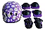 KIT INFANTIL CAPACETE/JOELHEIRA ROXO MARGARIDA TAMANHO M - Imagem 1
