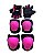 KIT PROTEÇÃO INFANTIL FERINHA LUVA COTOVELEIRA JOELHEIRA  PRETO/PINK FLUOR TAMANHO M - Imagem 2
