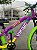 BICICLETA MTB FREERIDE ARO (26) VIKINGX TUFF-X25 CAMBIO 7 VELOCIDADES (1X7) FREIO DISC HIDRAULICO COR ROXA/AMARELO/VERDE - Imagem 6