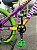 BICICLETA MTB FREERIDE ARO (26) VIKINGX TUFF-X25 CAMBIO 7 VELOCIDADES (1X7) FREIO DISC HIDRAULICO COR ROXA/AMARELO/VERDE - Imagem 4
