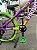 BICICLETA MTB FREERIDE ARO (26) VIKINGX TUFF-X25 CAMBIO 7 VELOCIDADES (1X7) FREIO DISC HIDRAULICO COR ROXA/AMARELO/VERDE - Imagem 5
