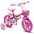 BICICLETA ARO (12) FEMININA COR ROSA/BRANCO S/MARCHA MARCA NATHOR FLOWER COM CESTA - Imagem 1