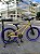 BICICLETA ARO (20) MTB COLLI GRAUZINHA 7 VELOCIDADES (1X7) FREIO A DISCO MECÂNICO COR AMARELO PNEU ROXO - Imagem 1