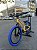BICICLETA ARO (20) MTB COLLI GRAUZINHA 7 VELOCIDADES (1X7) FREIO A DISCO MECÂNICO COR AMARELO PNEU AZUL - Imagem 9