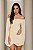 Vestido Ombro a Ombro Plissado Creme - Imagem 1