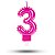 Vela balão Número 3 Rosa Decoração Festa aniversário - Imagem 1