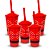 5 Copos Plástico Tampa e Canudo Decoração Laço Minnie festa - Imagem 4