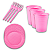 Kit festa Descartáveis Rosa 85 pçs Copo + garfos + Pratos - Imagem 1