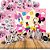 Kit festa Decoração Minnie Rosa 25 Balões +Painel +6 Display - Imagem 1