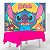 Kit festa Stitch Decoração Toalha Rosa + Painel 1,40m TNT - Imagem 1
