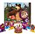 Kit festa Masha e o Urso Painel +Topo de bolo +6 Display - Imagem 1