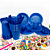 Kit Descartáveis azul Economi 50 Pessoas Pratos Copos Garfos - Imagem 2