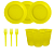 Kit Descartáveis Amarelo festas 110peças Pratos Copos Garfos - Imagem 1