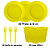 Kit Descartáveis Amarelo festas 110peças Pratos Copos Garfos - Imagem 6