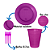 Kit Descartáveis Roxo festas 110peçs Pratos Copos Garfos - Imagem 5