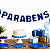 Faixa Bandeirola Decoração Parabéns Festa Cor Azul Escuro - Imagem 1