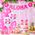 Kit festa Stitch Rosa Decoração Aniver Painel +Balão +Toalha - Imagem 9