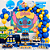 Kit Festa Stitch Decoração Aniversári azul Painel+100 Balões - Imagem 1
