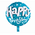 Balão Metalizado Redondo Decoração Happy Birthday Azul 58cm - Imagem 3
