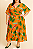 Vestido transpassado estampado laranja - Imagem 1