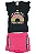 CONJUNTO MENINA BLUSINHA PRETA SILK  RADIATE POSITIVE C/ GLITTER SHORTS SAIA ROSA- TAMANHO 1 AO 8 - Imagem 1