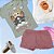 CONJUNTO MENINA BLUSINHA CINZA MANGA CURTA  C/  SILK GATINHO E CACHORRO C/ SHORTS ROSA - TAMANHO 1 AO 8 - Imagem 2