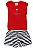CONJUNTO MENINA BLUSINHA  VERMELHA C/ MANGA CURTA  STRASS DE ESTRELA  C/ SHORTS LISTRAS - TAMANHO 1 AO 8 - Imagem 1