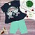 CONJUNTO MENINA BLUSINHA  AZUL ESCURO C/ MANGA CURTA BABADINHO SILK  ARCO ÍRIS C/ GLITTER  C/ BERMUDA VERDE CLARO  - TAMANHO 1 AO 8 - Imagem 2