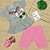 CONJUNTO MENINA BLUSINHA  CINZA MANGA CURTA  C/ BABADINHO SILK COELHO C/ ÓCULOS  C/ BERMUDA ROSA  - TAMANHO 1 AO 8 - Imagem 2