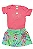 CONJUNTO MENINA BODY ROSA MANGA CURTA BABY  C/ STRASS C/SAIA - TAMANHO P AO G - Imagem 1